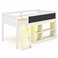 Airfind Twin Size Kids Loft Bed with LED Lights and Removable Bookcase, 350 lbs Capacity, Solid Wood Plywood Engineered Wood Frame, White