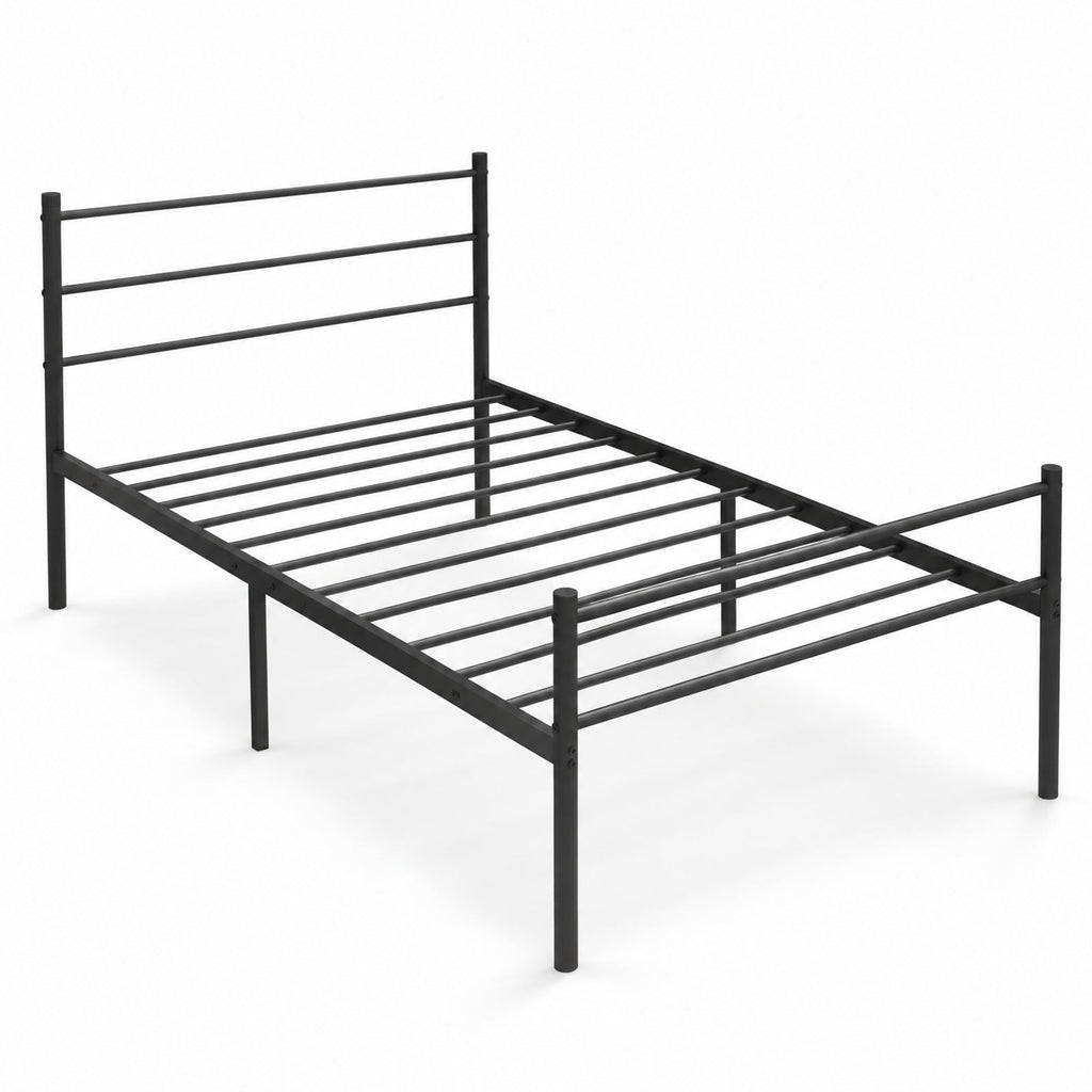 Airfind Twin Size Metal Bed Frame Platform with Headboard, 490 lbs Capacity, Steel Frame, 77.5 x 41 x 35.5 Footprint, Black
