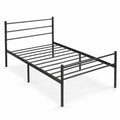 Airfind Twin Size Metal Bed Frame Platform with Headboard, 490 lbs Capacity, Steel Frame, 77.5 x 41 x 35.5 Footprint, Black