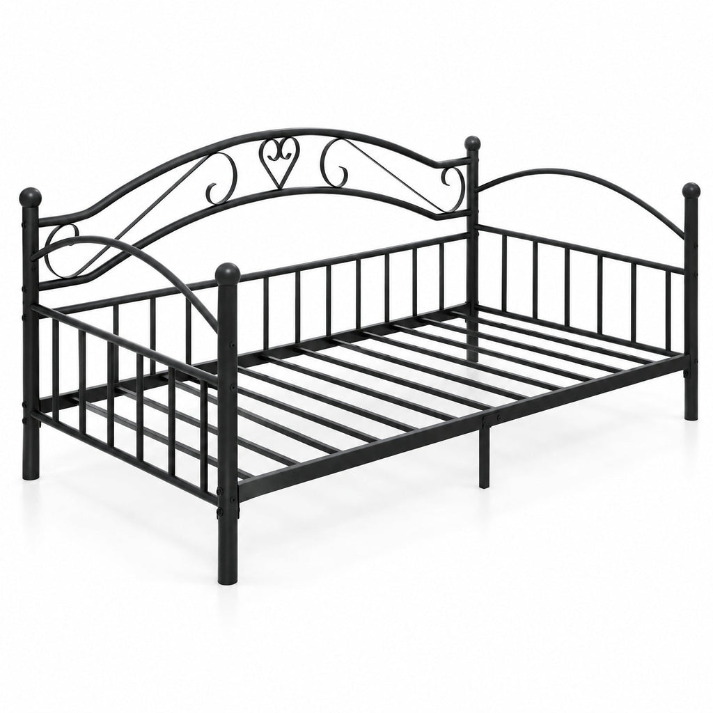 Airfind Twin Size Metal Daybed Frame with Headboard for Bedroom, 485 lbs Capacity, Metal Frame, 78 x 41.5 x 34.5 Footprint, Black