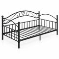 Airfind Twin Size Metal Daybed Frame with Headboard for Bedroom, 485 lbs Capacity, Metal Frame, 78 x 41.5 x 34.5 Footprint, Black