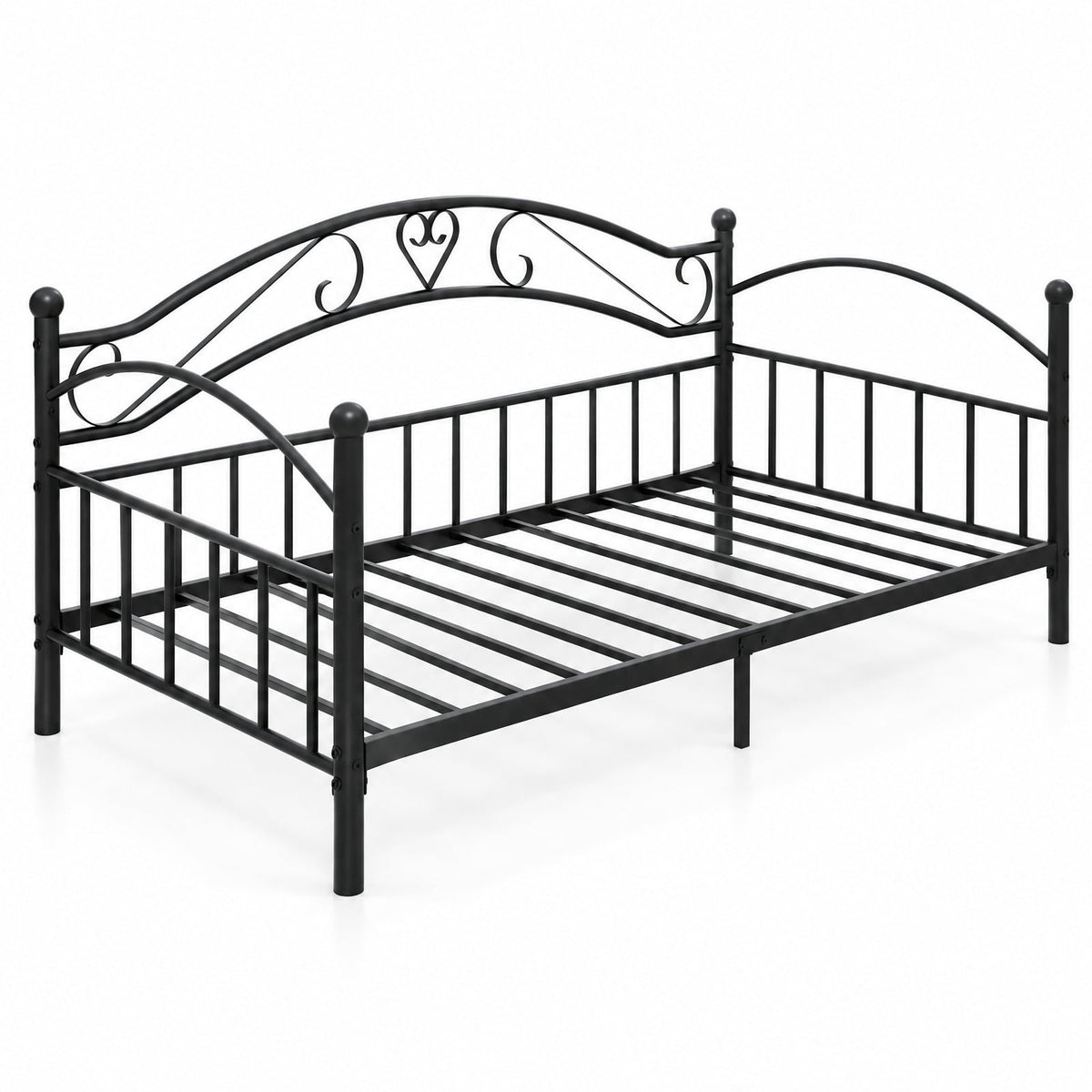 Airfind Twin Size Metal Daybed Frame with Headboard for Bedroom, 485 lbs Capacity, Metal Frame, 78 x 41.5 x 34.5 Footprint, Black