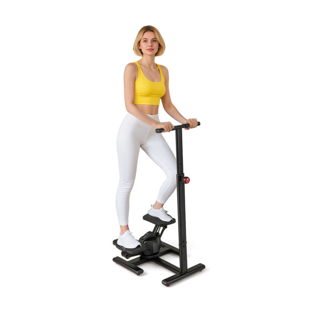 Airfind Twisting Stair Stepper Workout Machine with 5-Level Adjustable Handlebar and LCD Monitor for Home Cardio and Lower Body Fitness Training, 300 lb Weight Capacity, Black