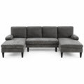 Airfind U-shaped Sectional Couch with Double Chaise for Living Room, 1000 Lbs Capacity, 101.5 Inch X 49.5 Inch X 28.5 Inch with Corduroy Fabric Sponge PP, Gray