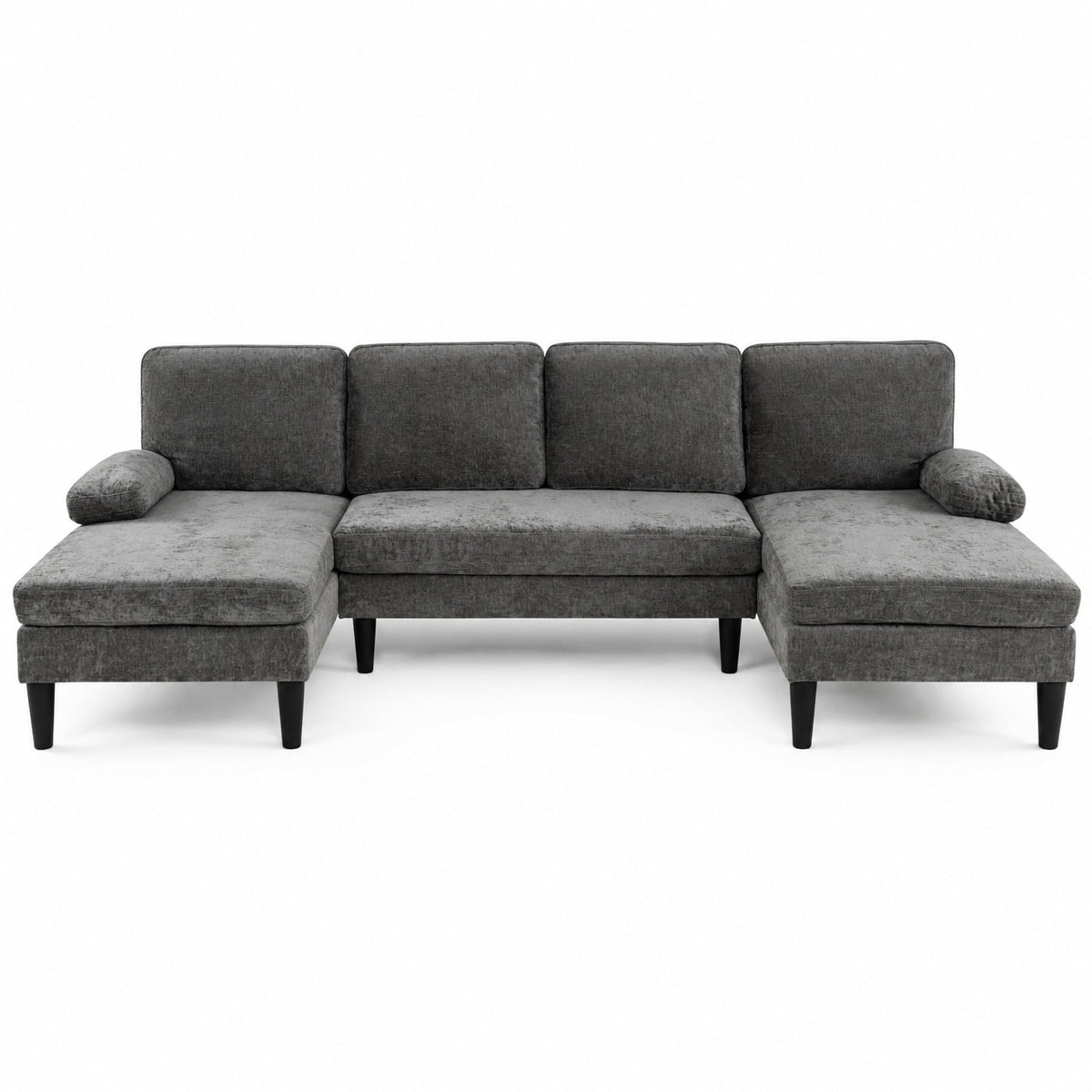 Airfind U-shaped Sectional Couch with Double Chaise for Living Room, 1000 Lbs Capacity, 101.5 Inch X 49.5 Inch X 28.5 Inch with Corduroy Fabric Sponge PP, Gray