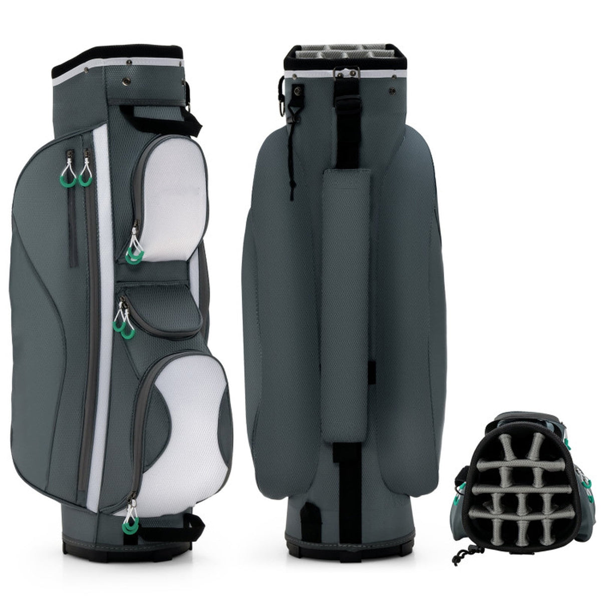 Airfind Ultra-Light 14-Way Cart Bag with Cooler Bag, 7 Pockets and Rain Hood, Gray