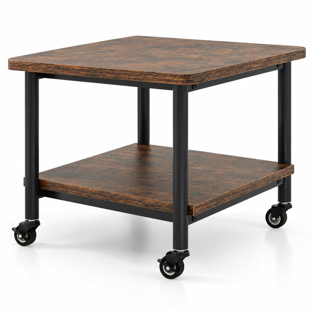 Airfind Under Desk Printer Stand with 360° Swivel Casters, 143 lbs Capacity, Engineered Wood Metal Frame, Brown
