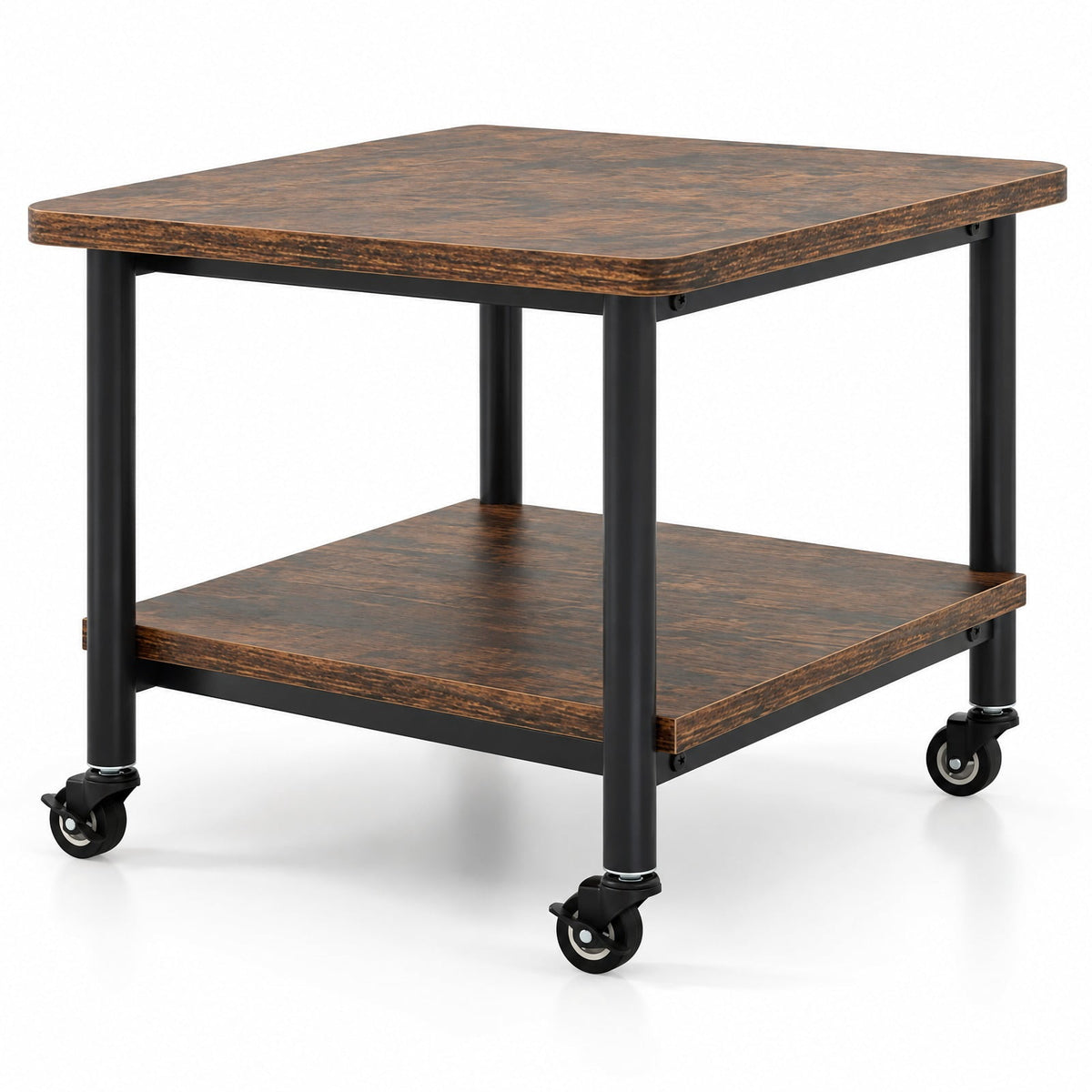 Airfind Under Desk Printer Stand with 360° Swivel Casters, 143 lbs Capacity, Engineered Wood Metal Frame, Brown