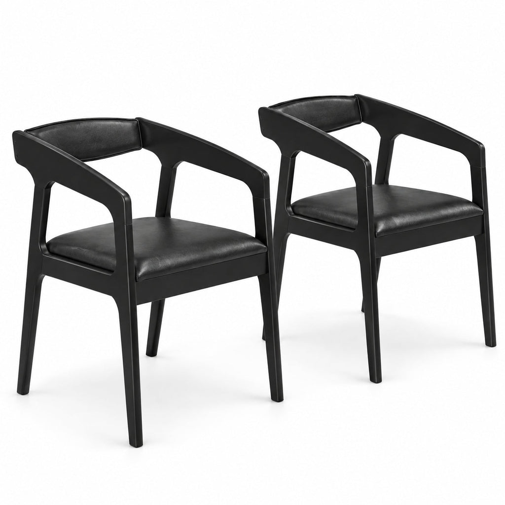 Airfind Upholstered Armchairs Set of 2 with Cozy Backrest and Padded Seat Cushion, 265 Lbs Capacity, Rubber Wood PU Leather Sponge, Black