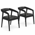 Airfind Upholstered Armchairs Set of 2 with Cozy Backrest and Padded Seat Cushion, 265 Lbs Capacity, Rubber Wood PU Leather Sponge, Black