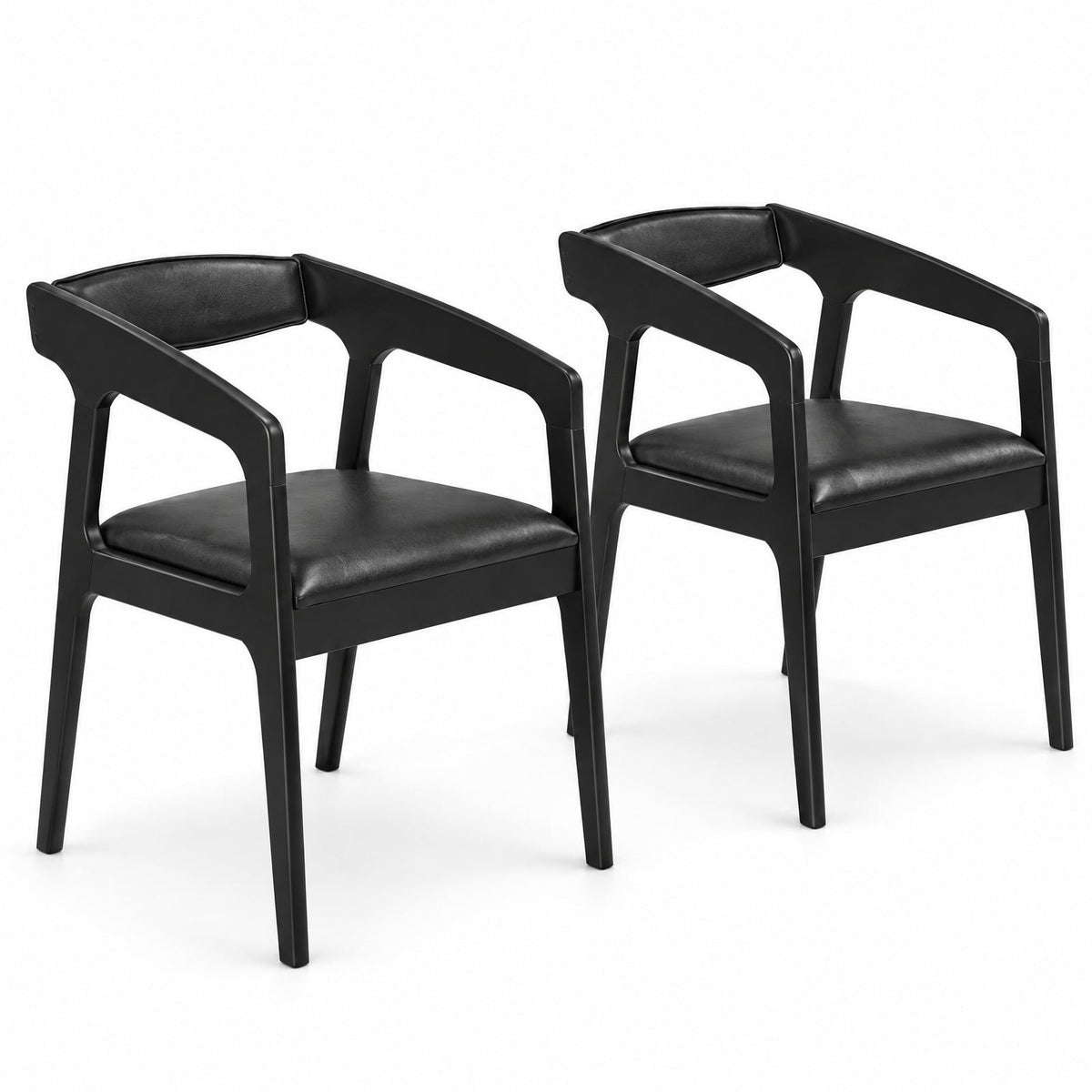 Airfind Upholstered Armchairs Set of 2 with Cozy Backrest and Padded Seat Cushion, 265 Lbs Capacity, Rubber Wood PU Leather Sponge, Black