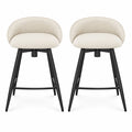 Airfind Upholstered Bar Stools Set of 2 with Footrest and Backrest, 330 lbs Capacity, Metal Linen Fabric Sponge Frame, Beige