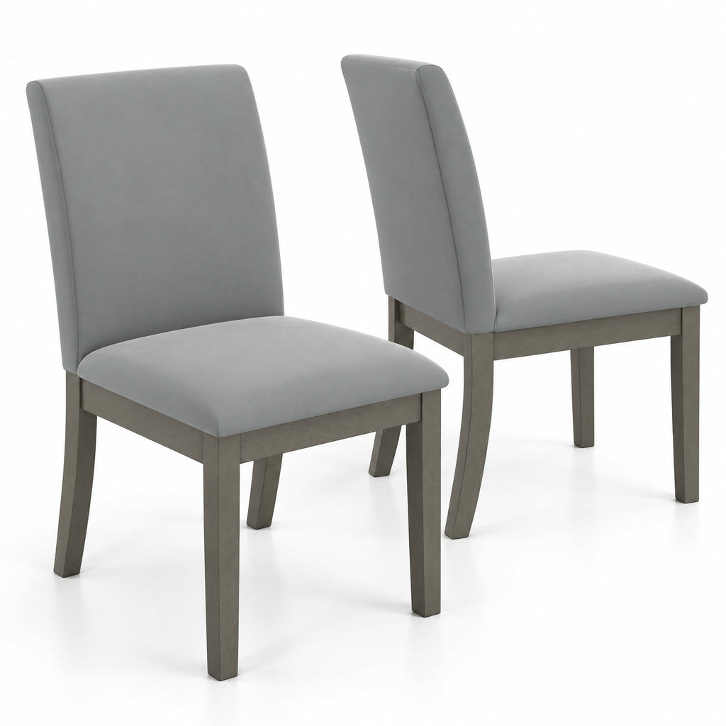 Airfind Upholstered Dining Chairs Set of 2 with Rubber Wood Legs and High Back, Gray, Curved rear legs ensure enhanced stability