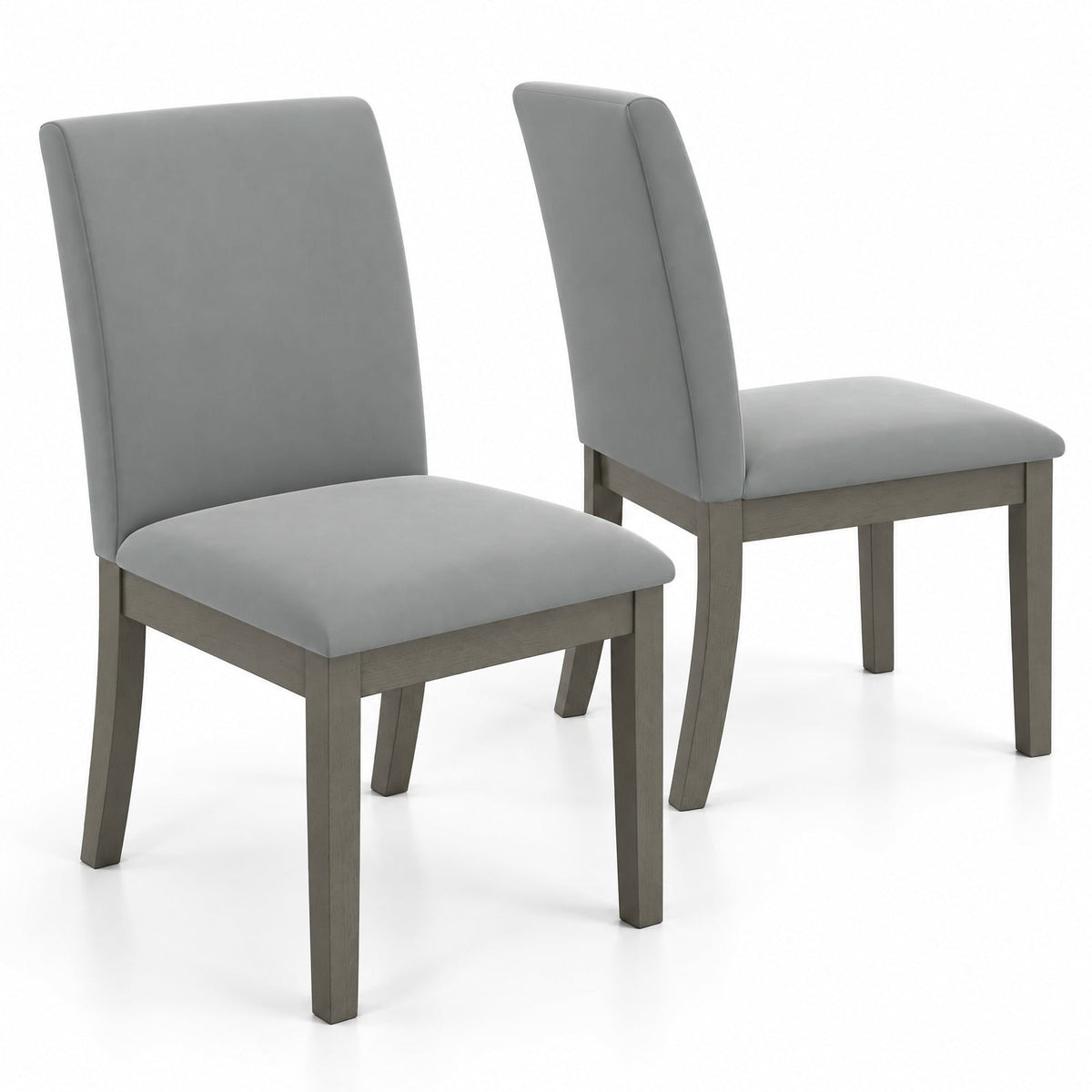 Airfind Upholstered Dining Chairs Set of 2 with Rubber Wood Legs and High Back, Gray, Curved rear legs ensure enhanced stability