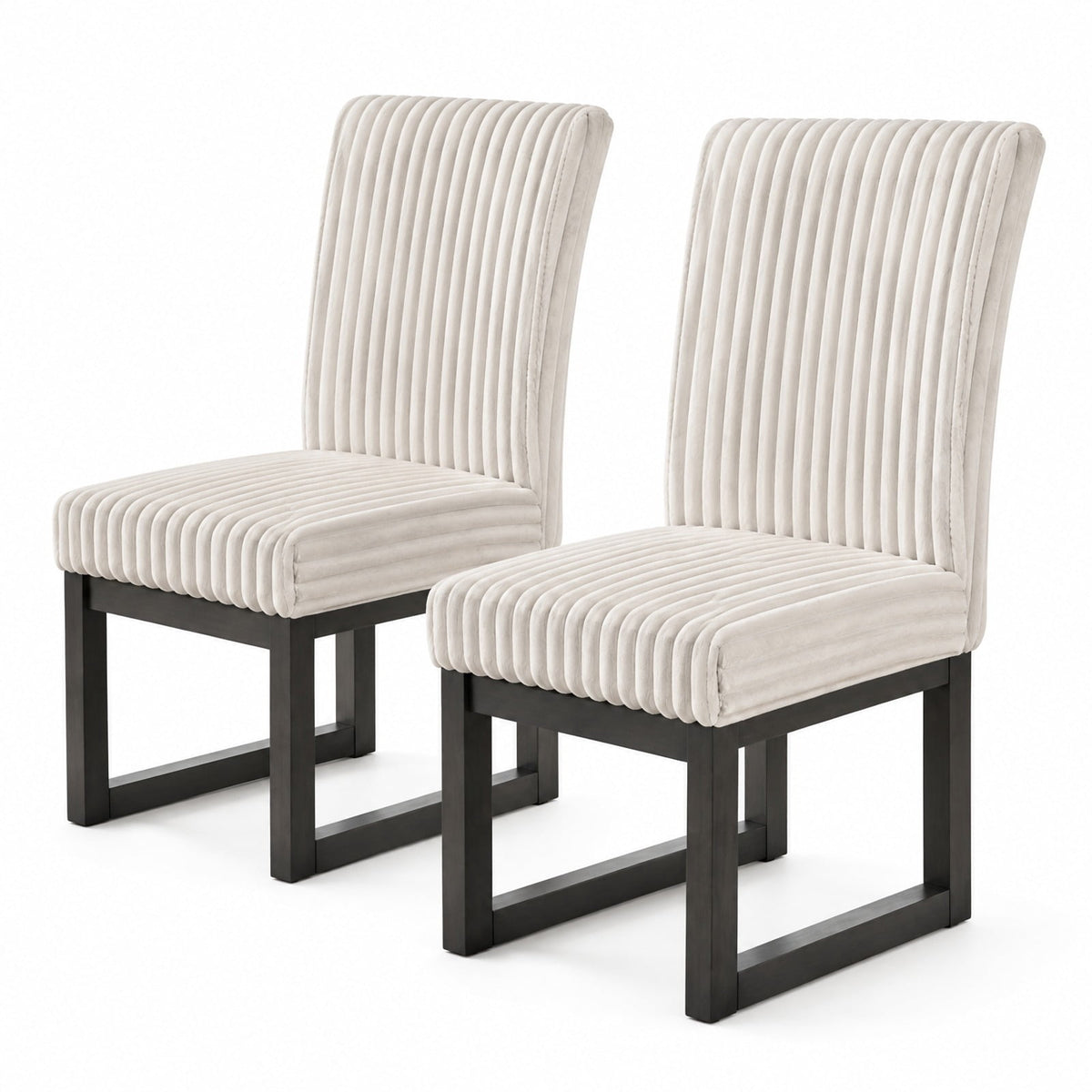Airfind Upholstered Dining Chairs Set of 2 with Rubber Wood Legs and Padded Seat for Dining Room, 330 lbs Capacity, Rubber Wood Frame, Beige