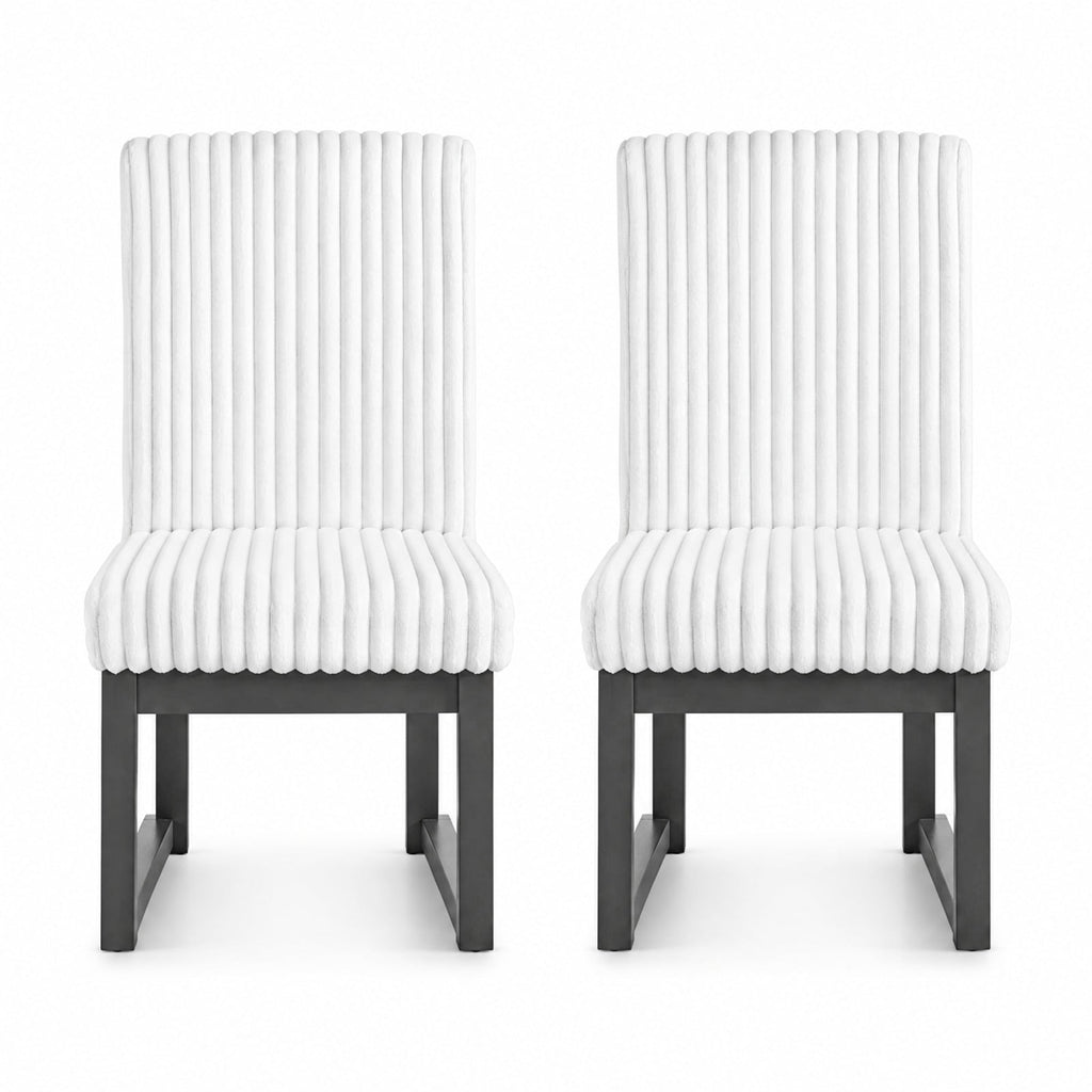 Airfind Upholstered Dining Chairs Set of 2 with Rubber Wood Legs and Padded Seat for Dining Room, 330 lbs Capacity, Rubber Wood Frame, White