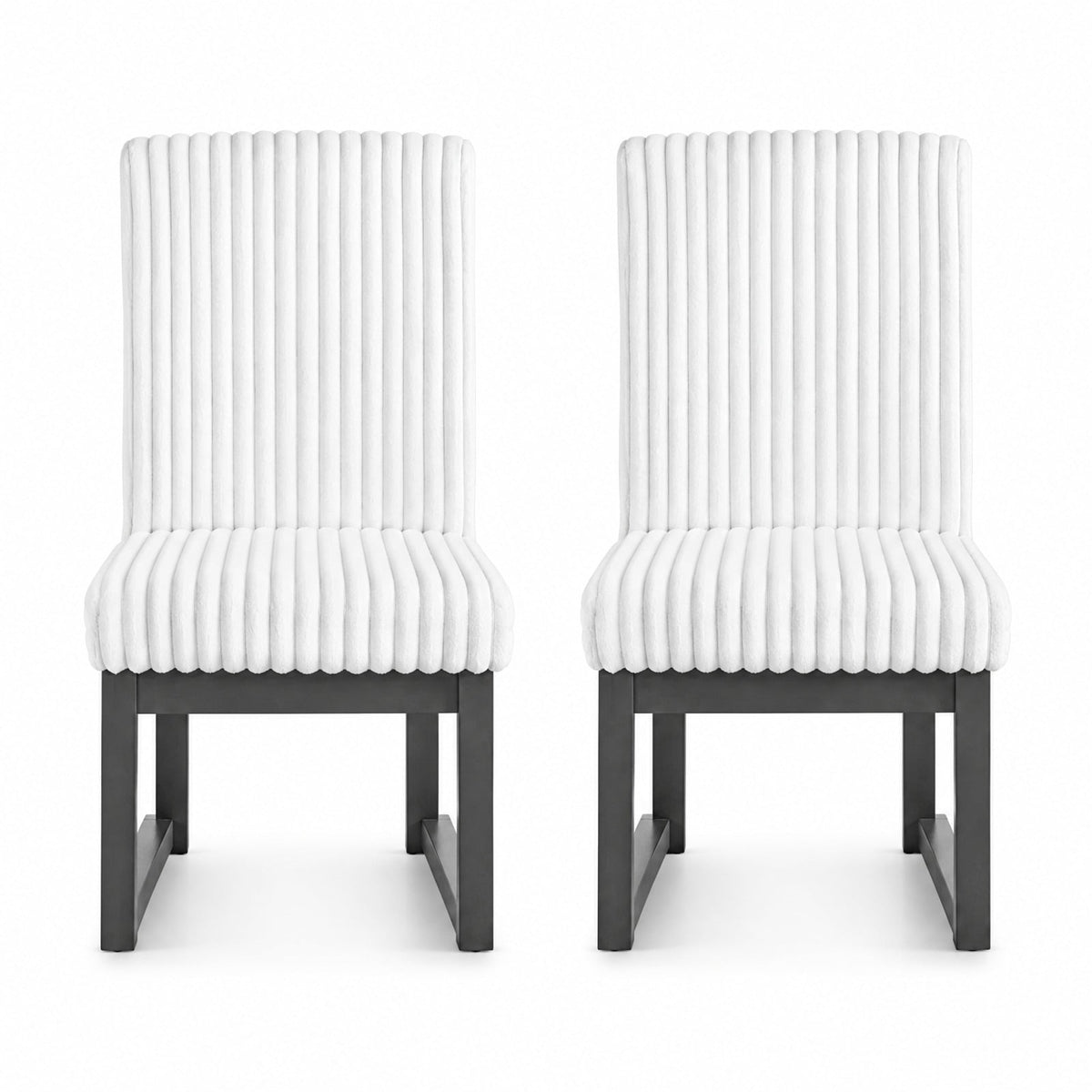 Airfind Upholstered Dining Chairs Set of 2 with Rubber Wood Legs and Padded Seat for Dining Room, 330 lbs Capacity, Rubber Wood Frame, White