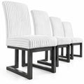 Airfind Upholstered Dining Chairs Set of 4 with Rubber Wood Legs and Padded Seat for Dining Room, 330 lbs Capacity, Rubber Wood Fabric Frame, White