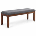 Airfind Upholstered Entryway Bench Footstool with Wood Legs, Rubber wood linen fabric foam Frame, 47inx 15.5inx 19.5in Footprint, Wood