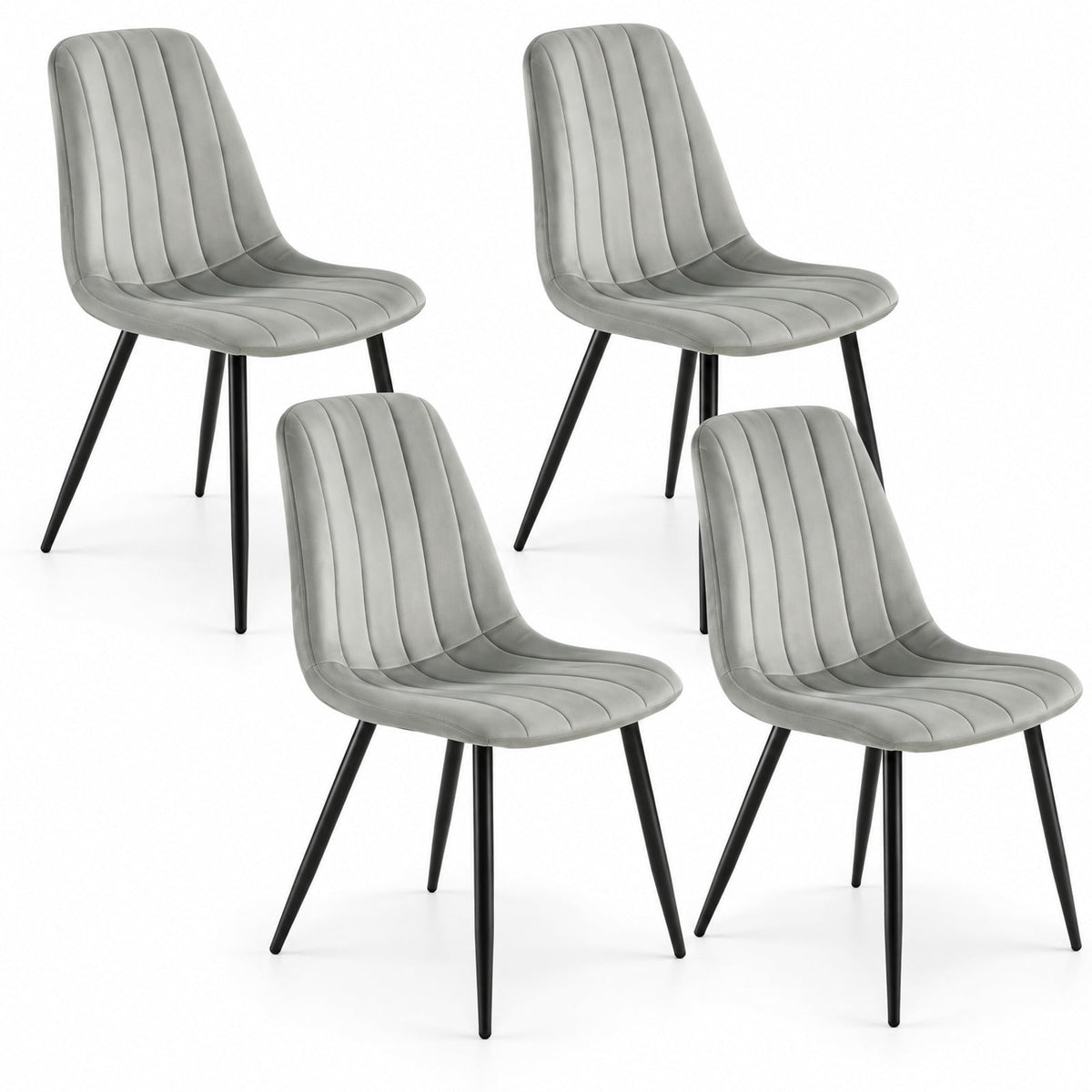Airfind Upholstered Fabric Dining Chairs Set of 4 with Sturdy Metal Legs and Curved Backrest, 330 lbs Capacity, Fabric Frame, Grey