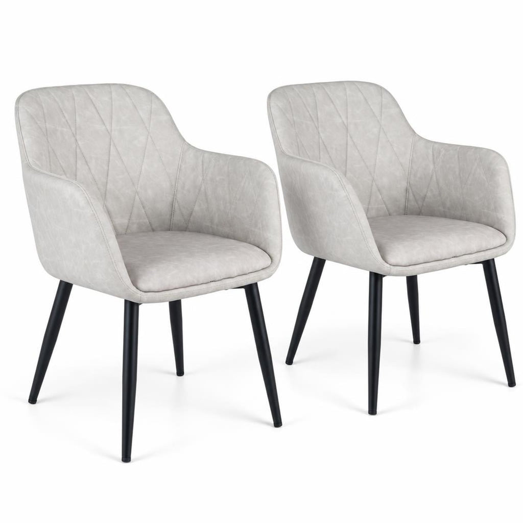 Airfind Upholstered PU Leather Kitchen Chairs Set of 2 with Curved Back and Wide Seat, Chair 396 lbs Total Capacity, PU Leather Metal Sponge Frame