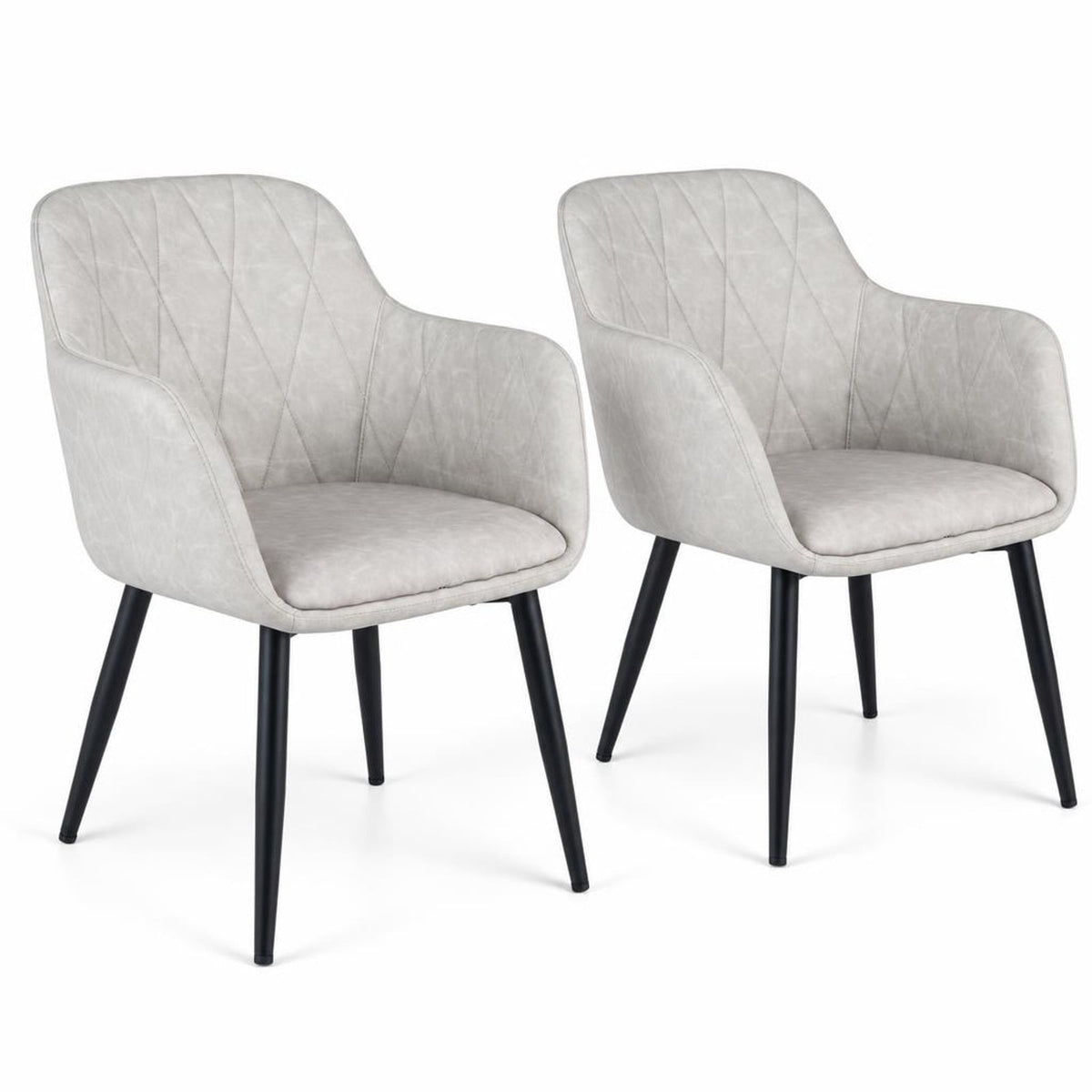 Airfind Upholstered PU Leather Kitchen Chairs Set of 2 with Curved Back and Wide Seat, Chair 396 lbs Total Capacity, PU Leather Metal Sponge Frame