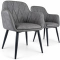 Airfind Upholstered PU Leather Kitchen Chairs Set of 2 with Curved Back and Wide Seat, Chair 396 lbs Total Capacity, PU Leather Metal Sponge Frame