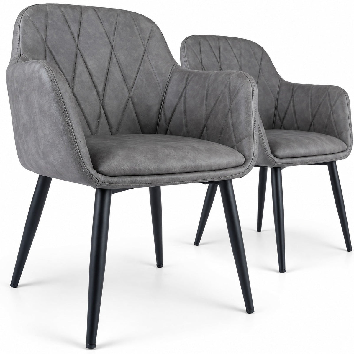 Airfind Upholstered PU Leather Kitchen Chairs Set of 2 with Curved Back and Wide Seat, Chair 396 lbs Total Capacity, PU Leather Metal Sponge Frame
