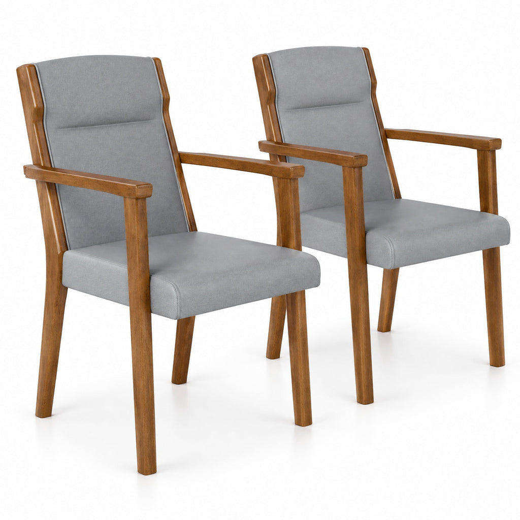 Airfind Upholstered Wooden Accent Chairs Set of 2 with High Back and Soft Cushion, 352 lbs Capacity, Rubber Wood Frame, Gray