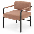 Airfind Velvet Upholstered Accent Chair with Cylindrical Backrest and Metal Armrests, 330 lbs Capacity, Velvet Metal Sponge Frame, Brown