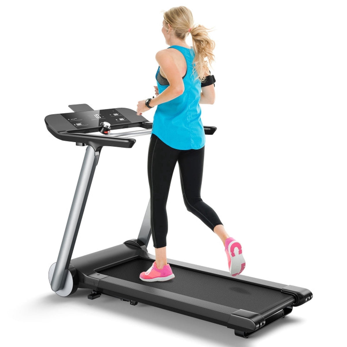 Airfind Walking Treadmill for Home with Adjustable Speed 0.6 to 8 MPH and Shock Absorption Belt and USB Port and Transport Wheels Folding Treadmill, Dark