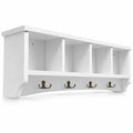 Airfind Wall-Mounted Storage Cabinet Hanging Entryway Shelf Coat Rack, 11 lbs Capacity, P2 MDF Frame, White