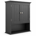 Airfind Wall Mount Bathroom Cabinet Storage Organizer with Doors and Shelves, MDF Metal for Convenient Everyday Use, Black