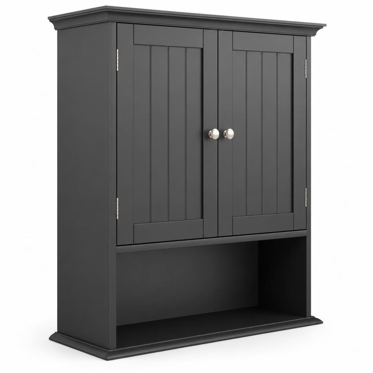Airfind Wall Mount Bathroom Cabinet Storage Organizer with Doors and Shelves, MDF Metal for Convenient Everyday Use, Black