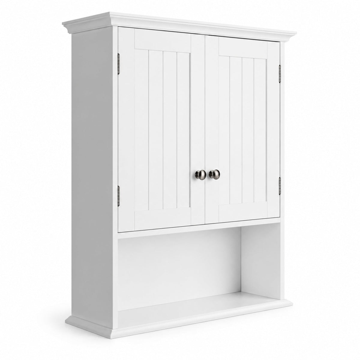 Airfind Wall Mount Bathroom Cabinet Storage Organizer with Doors and Shelves, MDF Metal Frame, White
