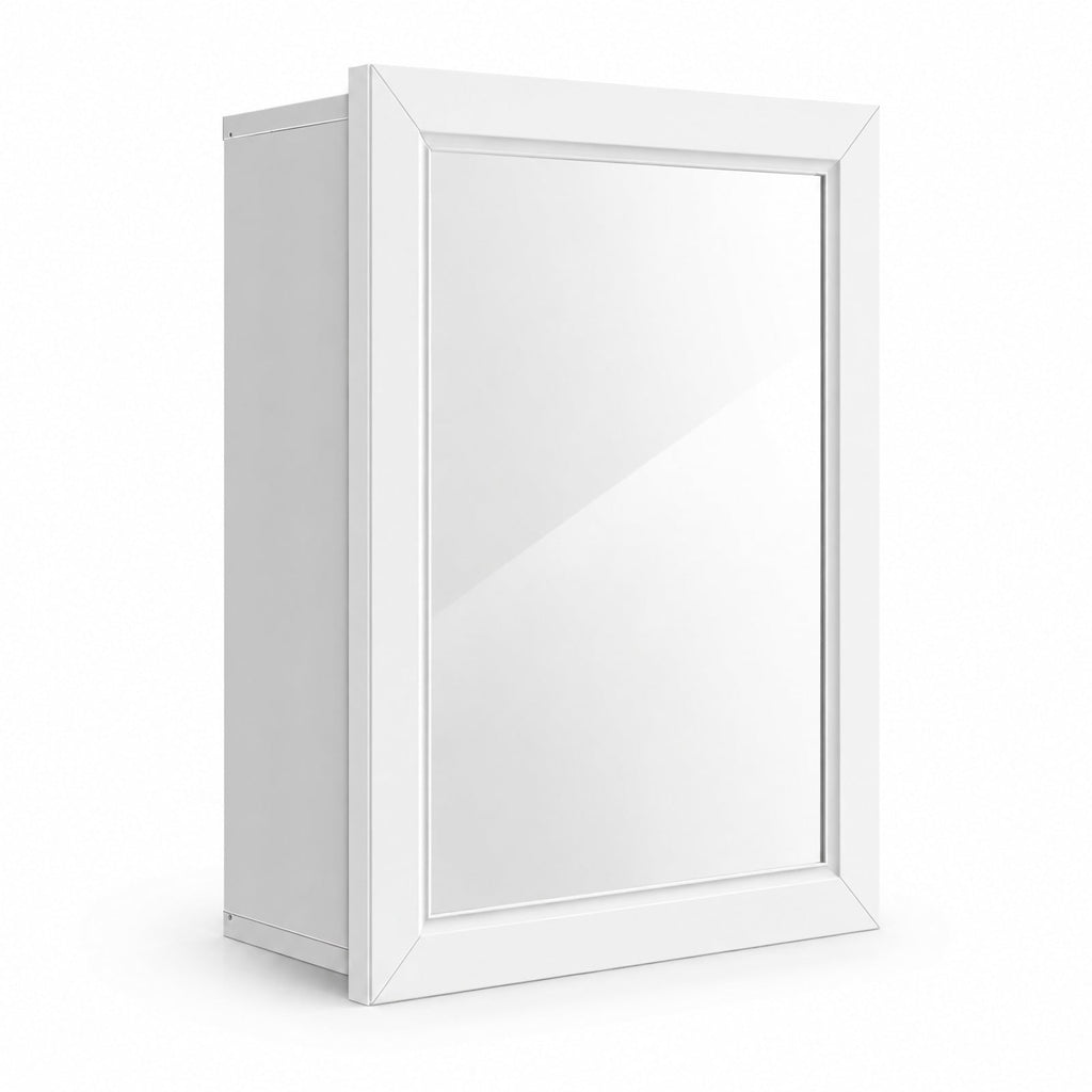 Airfind Wall Mounted Adjustable Medicine Storage Mirror Cabinet, MDF glass Frame, 20 Inch x 6 Inch x 26 Inch Footprint, White