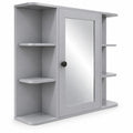 Airfind Wall Mounted Bathroom Medicine Cabinet with Mirror and Shelves, 120 lbs Capacity, MDF Engineered Wood Glass Frame, Gray