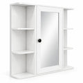 Airfind Wall Mounted Bathroom Medicine Cabinet with Mirror and Shelves, 120 lbs Capacity, MDF Engineered Wood Glass Frame, White