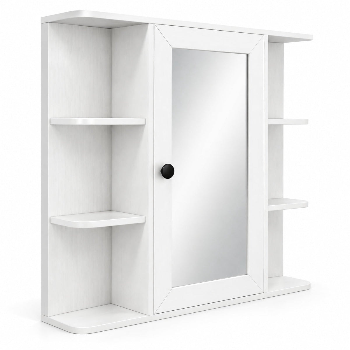 Airfind Wall Mounted Bathroom Medicine Cabinet with Mirror and Shelves, 120 lbs Capacity, MDF Engineered Wood Glass Frame, White