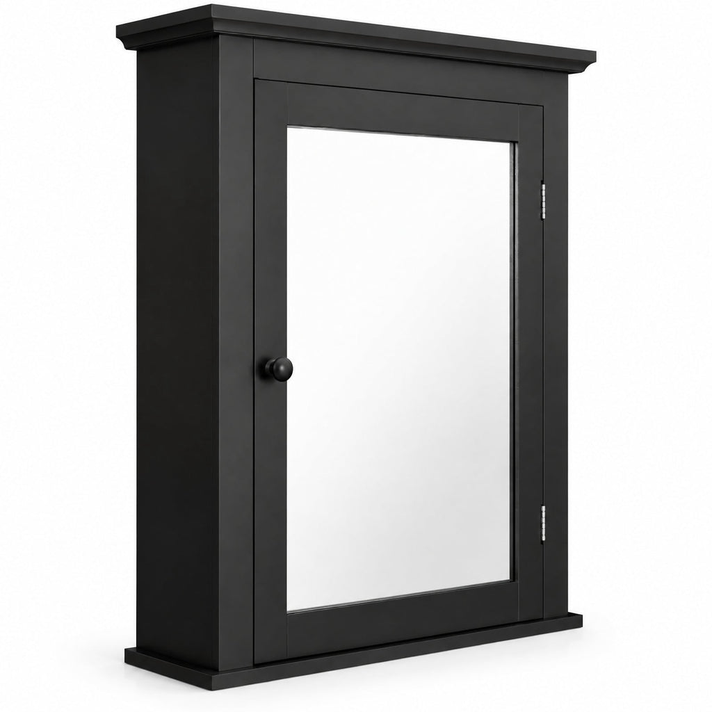 Airfind Wall Mounted Bathroom Mirror Cabinet with 5-level Height-adjustable Shelf, 11 lbs Capacity, MDF and glass Frame, 22 x 6 x 27.5 Footprint