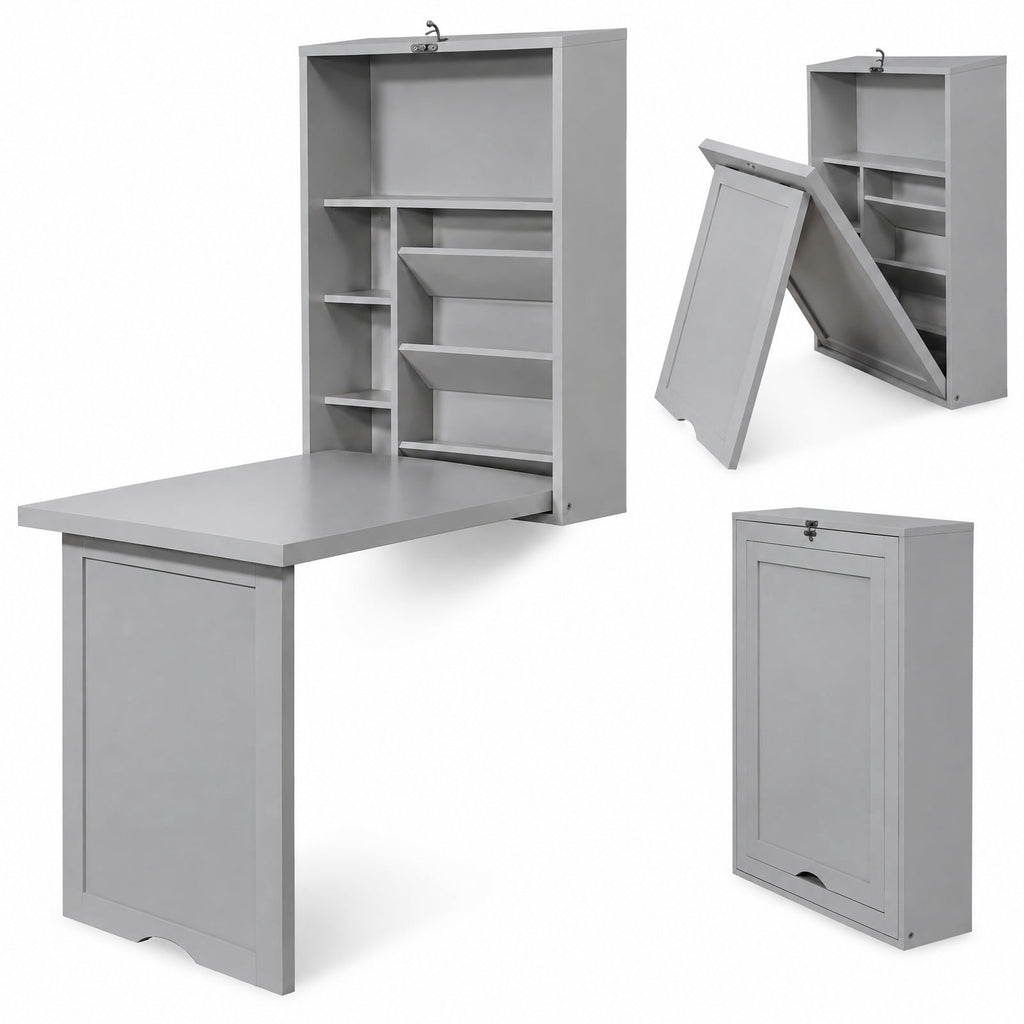 Airfind Wall-Mounted Fold-Out Convertible Floating Desk Space Saver, Engineered Wood MDF, 36 Inch x 24 Inch