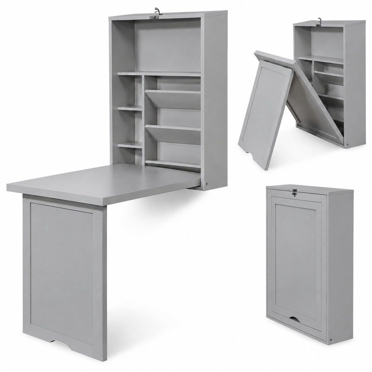 Airfind Wall-Mounted Fold-Out Convertible Floating Desk Space Saver, Engineered Wood MDF, 36 Inch x 24 Inch