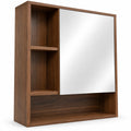 Airfind Wall-Mounted Mirror Cabinet with 2 Hidden Shelves and 3 Open Compartments, 22 lbs Capacity, Engineered Wood Frame, 22 x 6 x 24 Footprint