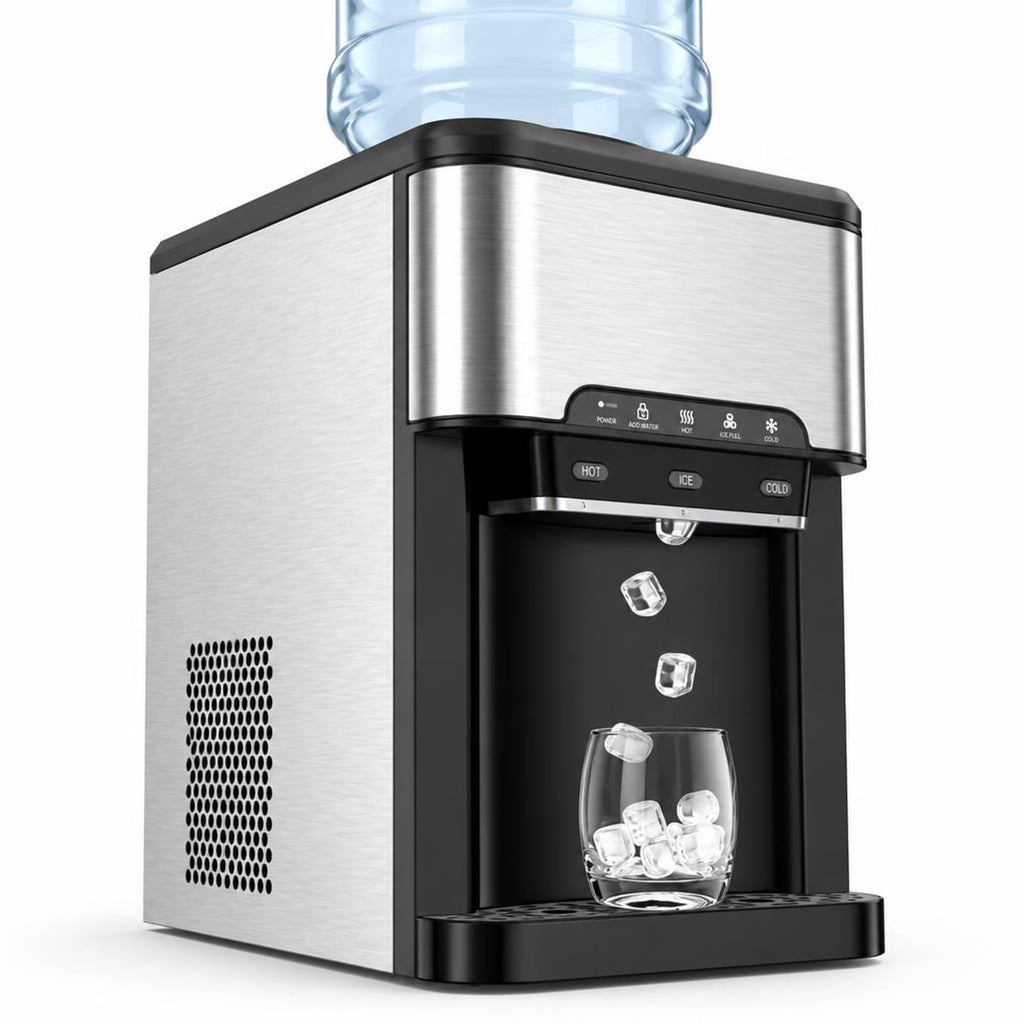 Airfind Water Cooler Dispenser 3-in-1 with Built-in Ice Maker and 3 Temperature Settings, Stainless Steel Plastic Frame, Silver