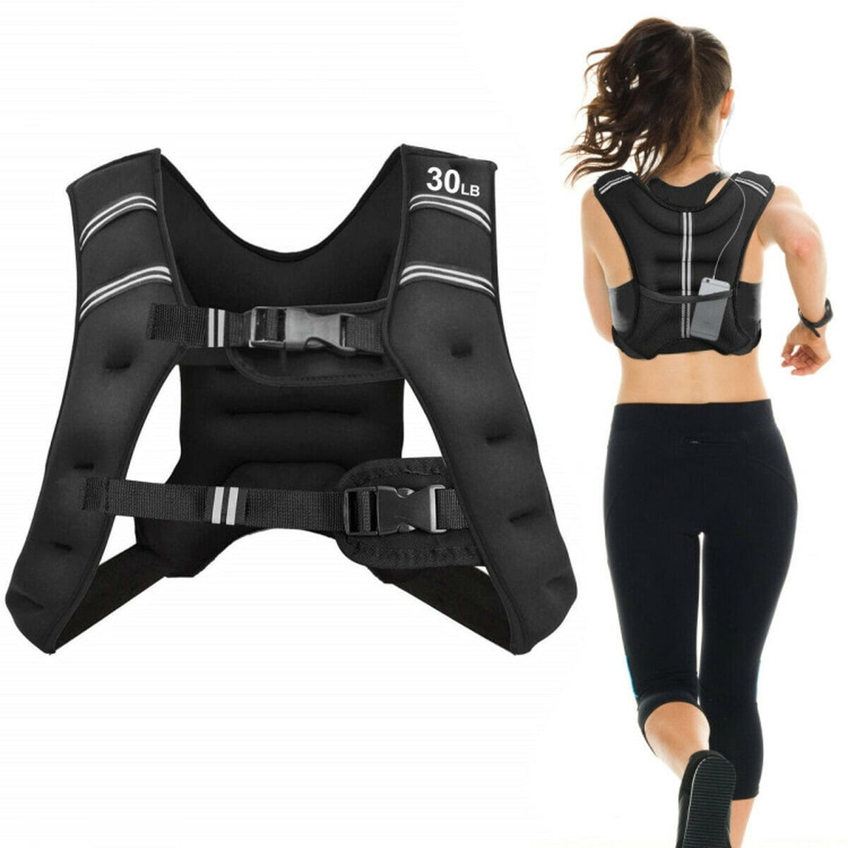 Airfind Weighted Training Vest with Adjustable Pockets for Strength Workouts, Black