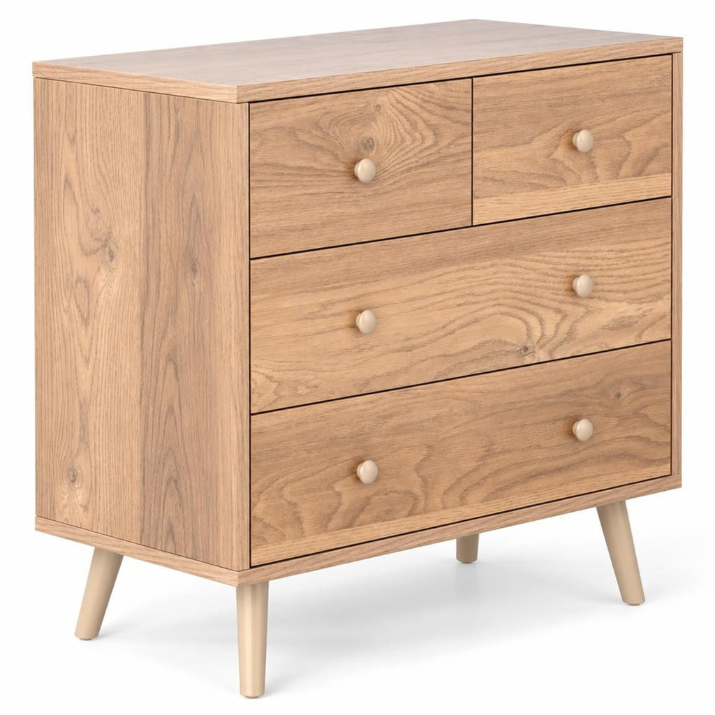 Airfind Wide Wooden Dresser with 4 Drawers for Bedroom Living Room, 110 Lbs Capacity, Engineered Wood Mdf, 31.5 Inch X 15.5 Inch X 30 Inch, Natural