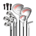 Airfind Womens 9 Piece Complete Golf Club Set with Driver Fairway Wood Hybrid Irons and Putter for Ladies Beginners, Pink