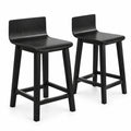 Airfind Wood Bar Stools Set of 2 with Solid Back and Seat, Black, Ergonomically designed backrest fits your body curve, for Everyday Home Use