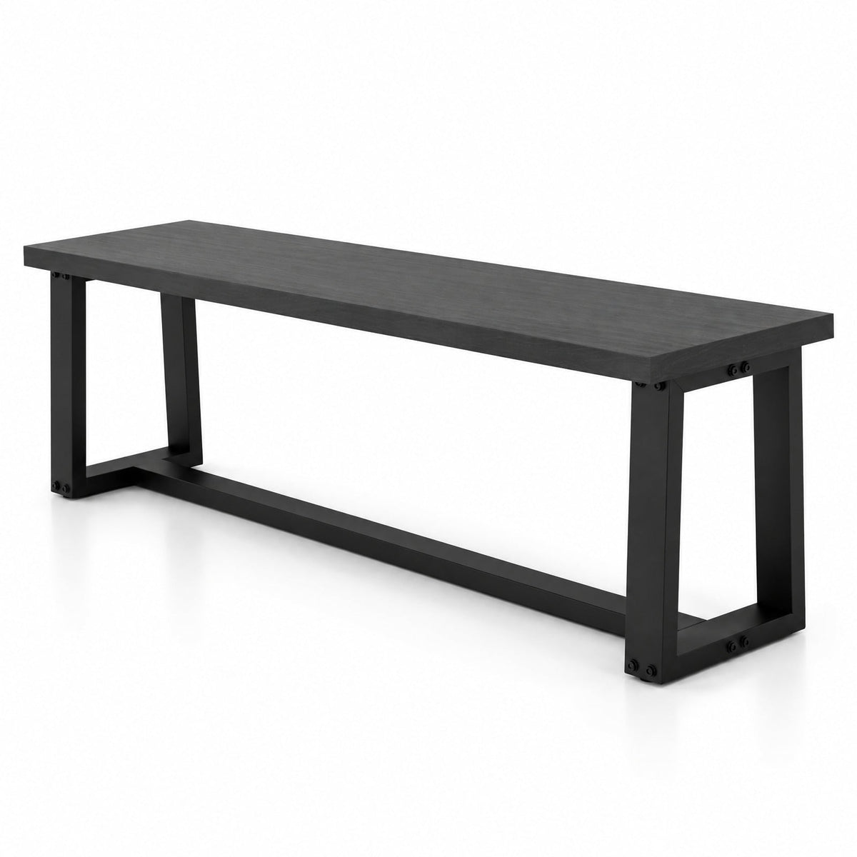 Airfind Wood Dining Bench with Metal Frame and Adjustable Footpads, 56.5 Inch x 16.5 Inch x 18 Inch Weight Footprint, Black