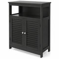 Airfind Wood Freestanding Bathroom Storage Cabinet with Double Shutter Door, 77 lbs Capacity, P2 MDF Frame, 23.5in x 12in x 31.5in Footprint, Black
